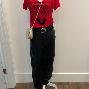 Zara Baggy 80’s Corsy Women's Faux Leather Trousers. Zip front. Pockets. Size 10